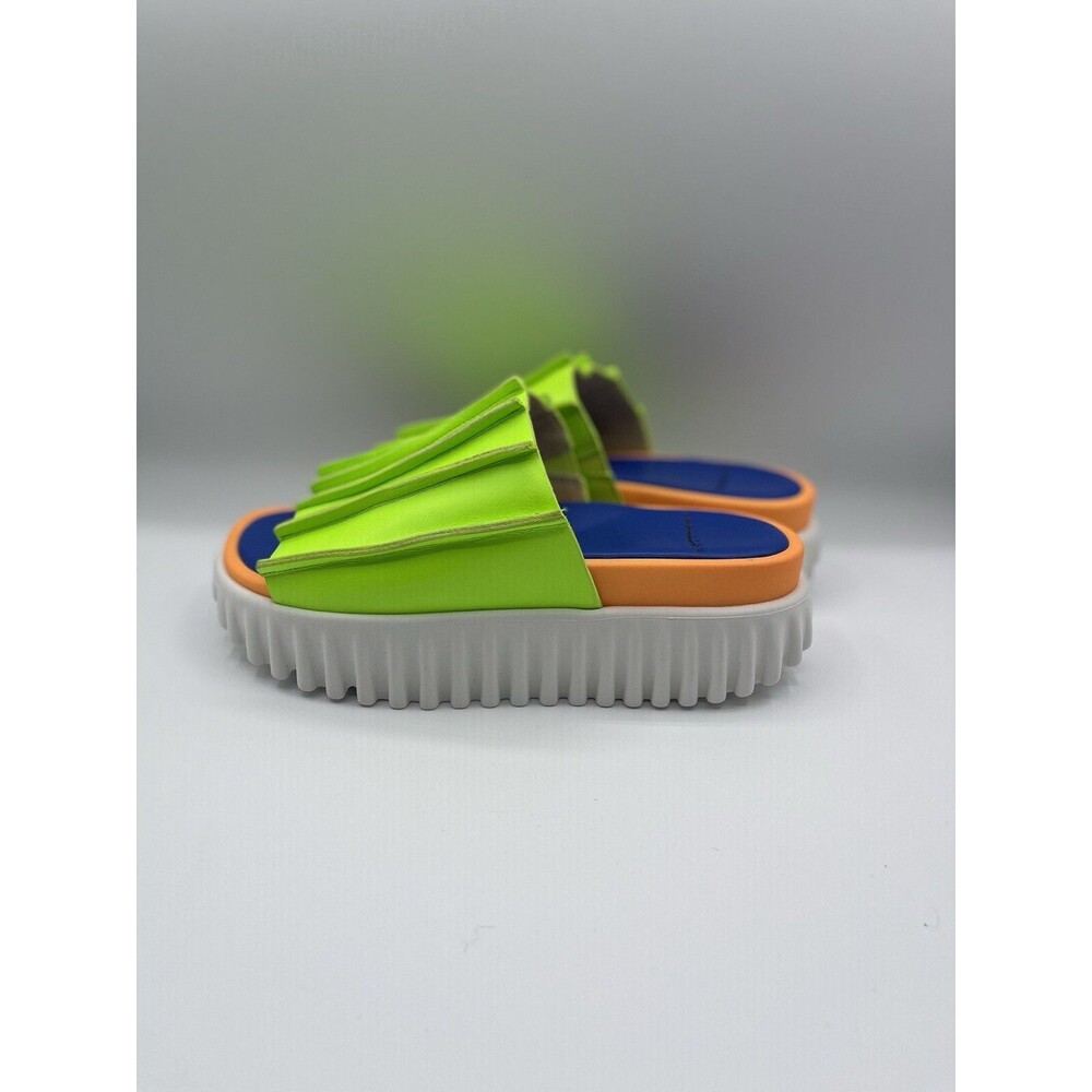 4ccccees Free People Sandals Pleats Thank You Slides Green Platform 38 US 7 NWOB - Picture 7 of 10